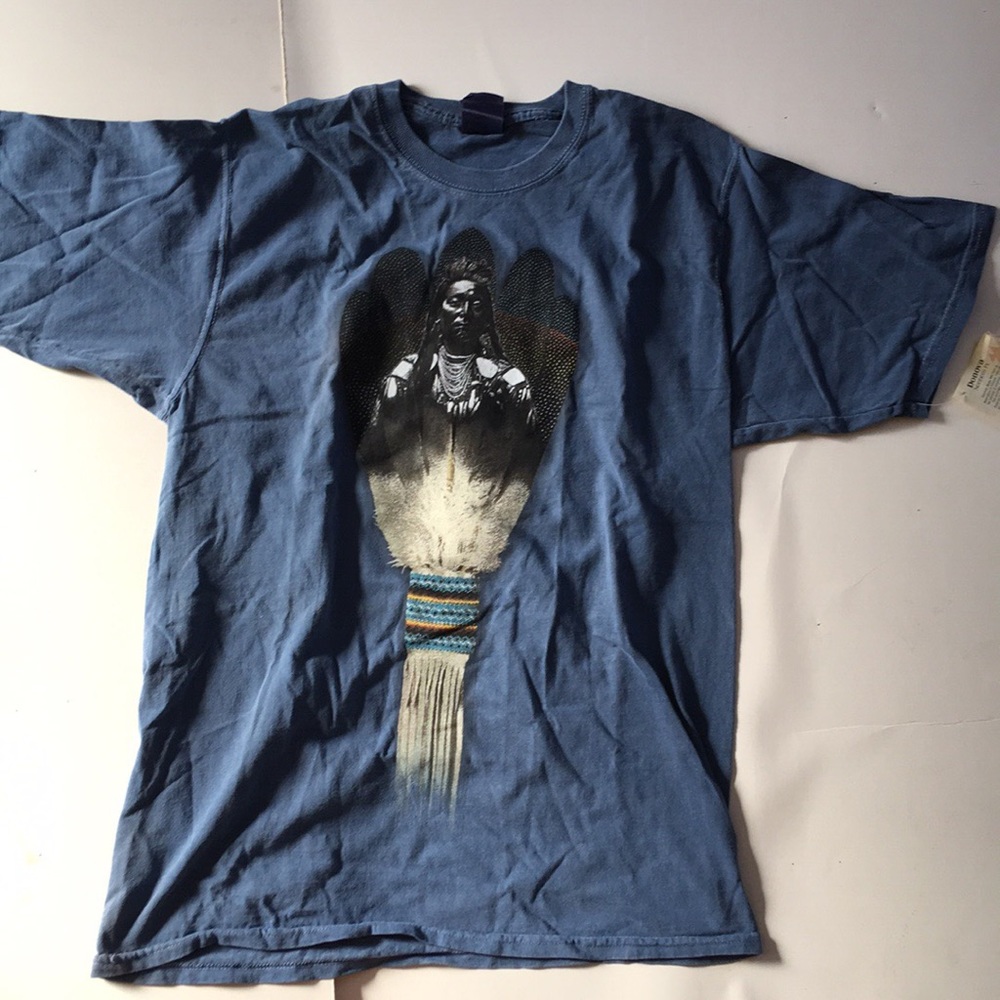 Warrior T Shirt Authentic Native American Design 100% Cotton Feather Fan Artist